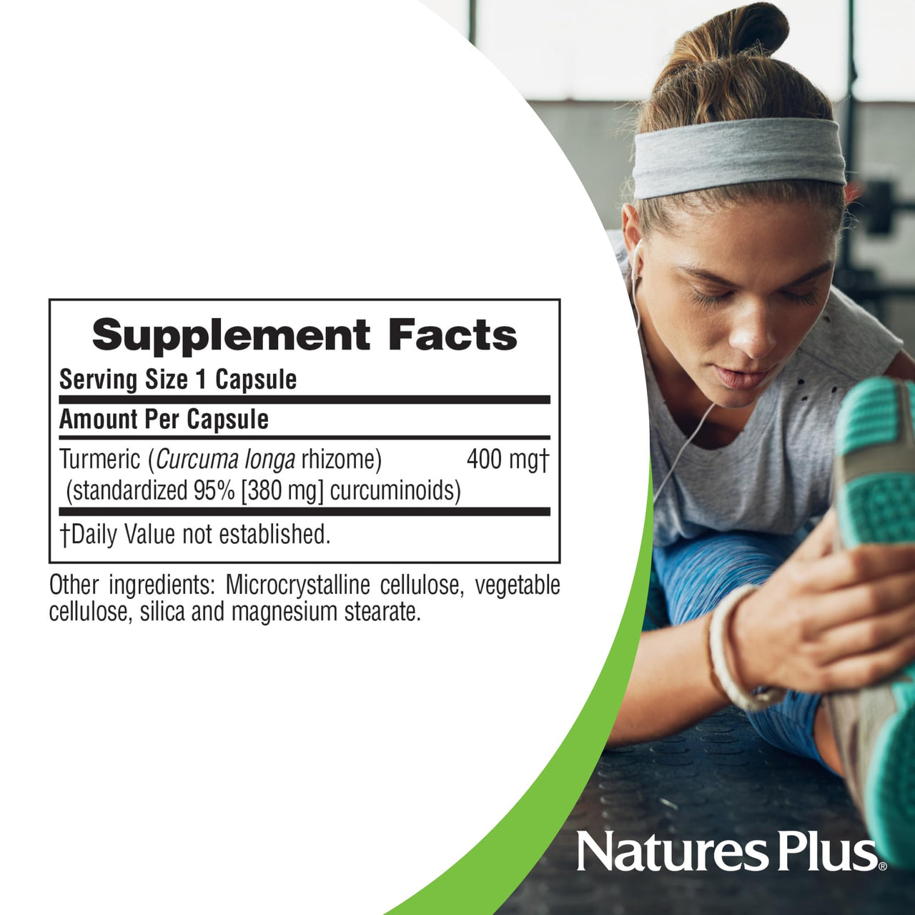 NaturesPlus Herbal Actives Turmeric - 60 Capsules - Non-GMO, Vegan, Gluten Free - 60 Servings