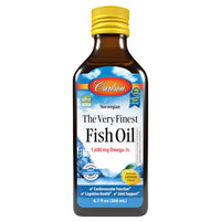 Thumbnail for Carlson - The Very Finest Fish Oil, 1600 mg Omega-3s, Liquid Fish Oil Supplement, Norwegian Fish Oil, Wild-Caught, Sustainably Sourced Fish Oil Liquid, Lemon, 200ml, 6.7 Fl Oz