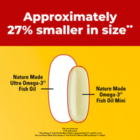 Thumbnail for Nature Made Extra Strength Burp Less Fish Oil Omega 3 Supplements 1400 mg Minis, Omega 3 Fish Oil as Ethyl Esters for Healthy Heart Brain Eyes Support, 60 Softgels, 30 Day Supply