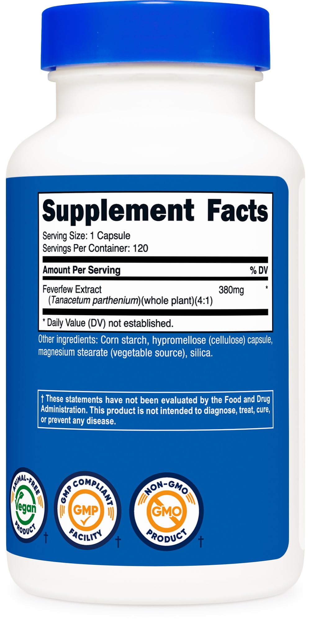 Nutricost Feverfew Capsules 380mg, 120 Capsules, Vegetarian Friendly, Non-GMO & Gluten Free