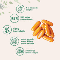Thumbnail for Turmeric Curcumin Supplement with Black Pepper & Ginger 3,000mg, 300 Softgels with MCT Oil for Better Absorption | 95% Curcuminoids | Non-GMO