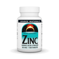Thumbnail for Source Naturals Zinc Amino Acid Chelate - 50mg - 100 Tablets