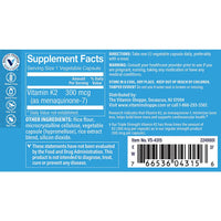 Thumbnail for The Vitamin Shoppe Vitamin K2 MK-7 300mcg Triple Strength - Bone & Heart Health | Menaquinone-7 | 120 Vegetable Capsules | High Potency