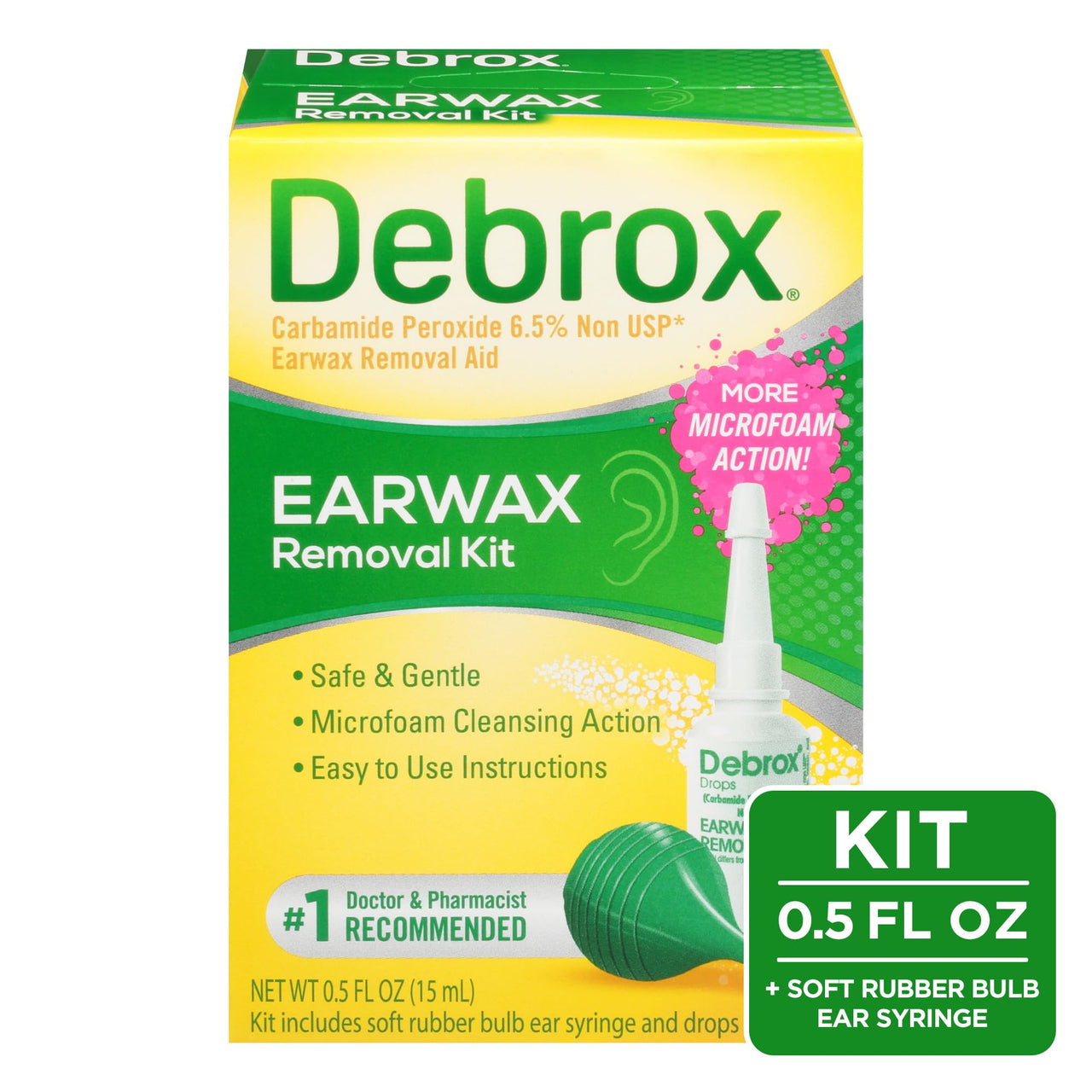 Debrox Ear Wax Removal Kit, Bulb Syringe & 0.5 Fl Oz Ear Wax Removal Drops with Carbamide Peroxide