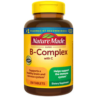 Thumbnail for Nature Made Super B Complex with Vitamin C and Folic Acid, Dietary Supplement for Immune Support, 250 Tablets, 250 Day Supply