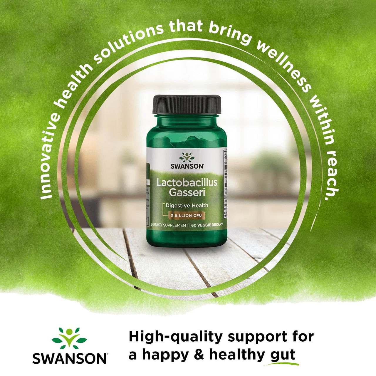 Swanson Lactobacillus Gasseri - Vegan Probiotic Supplement - Supports Energy Metabolism & Gut Health* - No Refrigeration Required - 60 Veggie Capsules