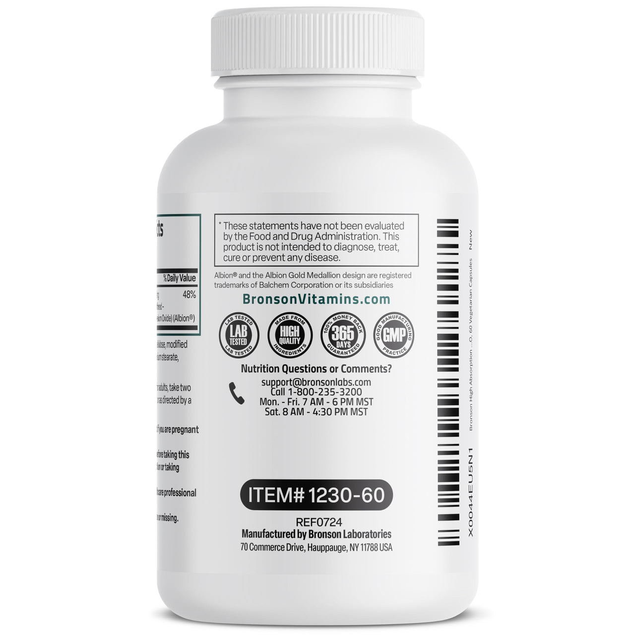 Bronson Magnesium Glycinate 200 MG per Serving Chelated for High Absorption, Gentle On Stomach, Non-GMO, 60 Vegetarian Capsules