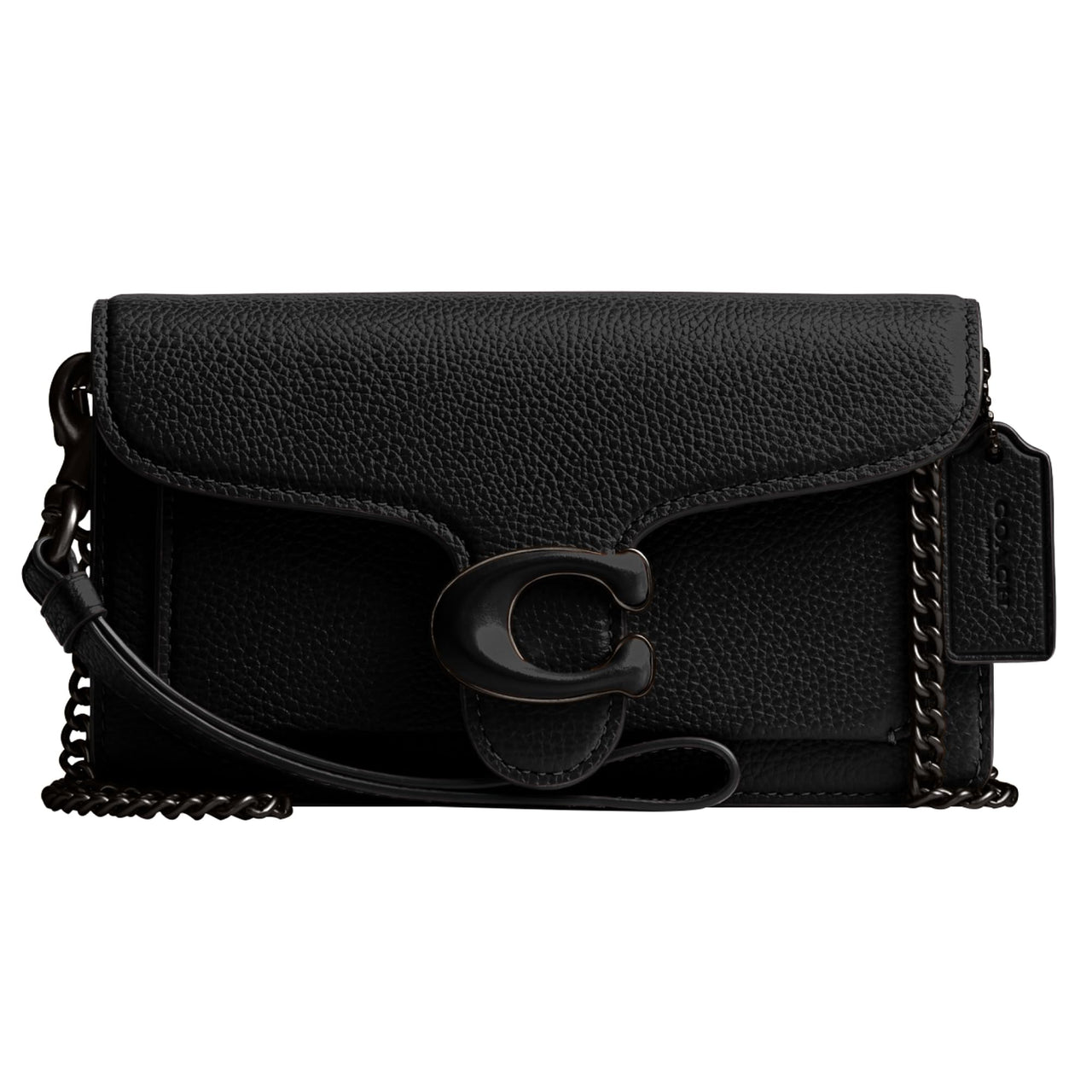 COACH Polished Pebble Tabby Wristlet Black One Size