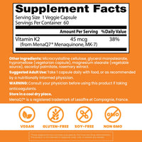 Thumbnail for Doctor's Best Natural Vitamin K2 MK7 Supplement for Men & Women - Bone Health Support, 45 mcg Vitamin K-2 MK-7 Capsules with MenaQ7, Calcium Support, Non GMO, Vegan - 60 Veg Caps