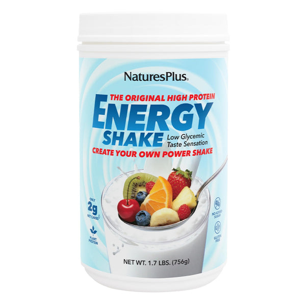 NaturesPlus Energy Shake - 1.7 lb - 16 Grams of Plant-Based Protein Per Serving - Contains Digestion-Supporting Enzymes - No Added Sugar - Non-GMO, Vegetarian, Gluten Free - 28 Servings