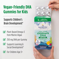 Thumbnail for Nordic Naturals Zero Sugar Children’s DHA Vegetarian Gummy Chews - Passion Fruit Lemon Flavor - 30 Gummies - Vegan Algae Oil Omega-3 Supplement for Kids Brain & Cognition Support - 30 Servings