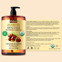 Thumbnail for Yoken Pure Jojoba Oil Organic USDA Certified 16 fl oz, 100% Natural Jojoba Oil for Hair, Skin & Face, Cold Pressed Unrefined, Deeply Body Moisturizer Jojoba Carrier Oils for Essential oil Mixing