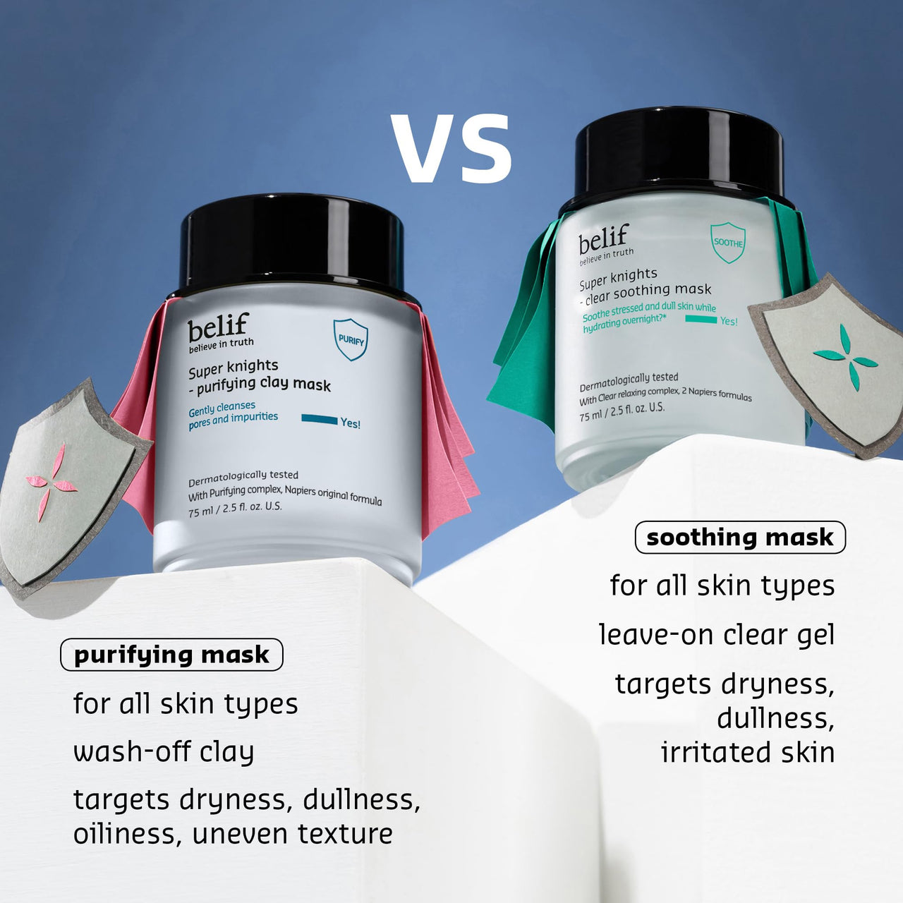 belif Super Knights Purifying Clay Mask, Hyaluronic Acid & Glycerin, Hydrating Wash Off Clay Face Mask, Pore Cleansing & Care, Targets Dryness, Oiliness & Uneven Texture, Korean Skin Care