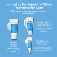 Thumbnail for Murad Clear Breakouts + Control Oil - 3-Piece Trial Kit ($50 Value) - Acne Fighting Kit - Clarifying Cleanser 2Fl Oz, Rapid Relief Acne Treatment 0.25Fl Oz, Oil & Pore Mattifer SPF 45 0.8Fl Oz
