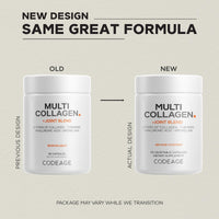 Thumbnail for Codeage Multi Collagen Protein + Joint Blend Supplement, Hyaluronic Acid, Bromelain, Turmeric, Ginger, Boswellia, Astaxanthin - Hydrolyzed Bovine Collagen - 5 Collagen Types - Non-GMO - 90 Capsules