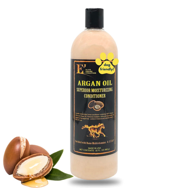 E3 Argan Oil Conditioner - Ideal for Dry, Damaged Hair, Leave-in or Rinse-Out, Strengthens, Moisturizes, Prevents Breakage, Split Ends, Nourishes Skin