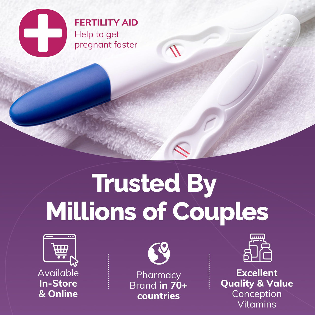 CONCEIVE PLUS Women's Fertility Support: Conception Fertility Supplement for Her, Aids Hormonal Balance, Folic Acid, B1 B2 B3 B6 B12, Zinc, Biotin, Non-GMO, Vegan Prenatal Vitamin, 30 Days