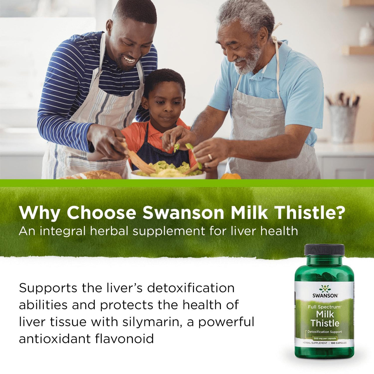 Swanson Full Spectrum Milk Thistle - Detoxification & Liver Support Supplement* - Contains Antioxidant Flavonoids - Vegan, Gluten-Free & Non-GMO - 100 Capsules