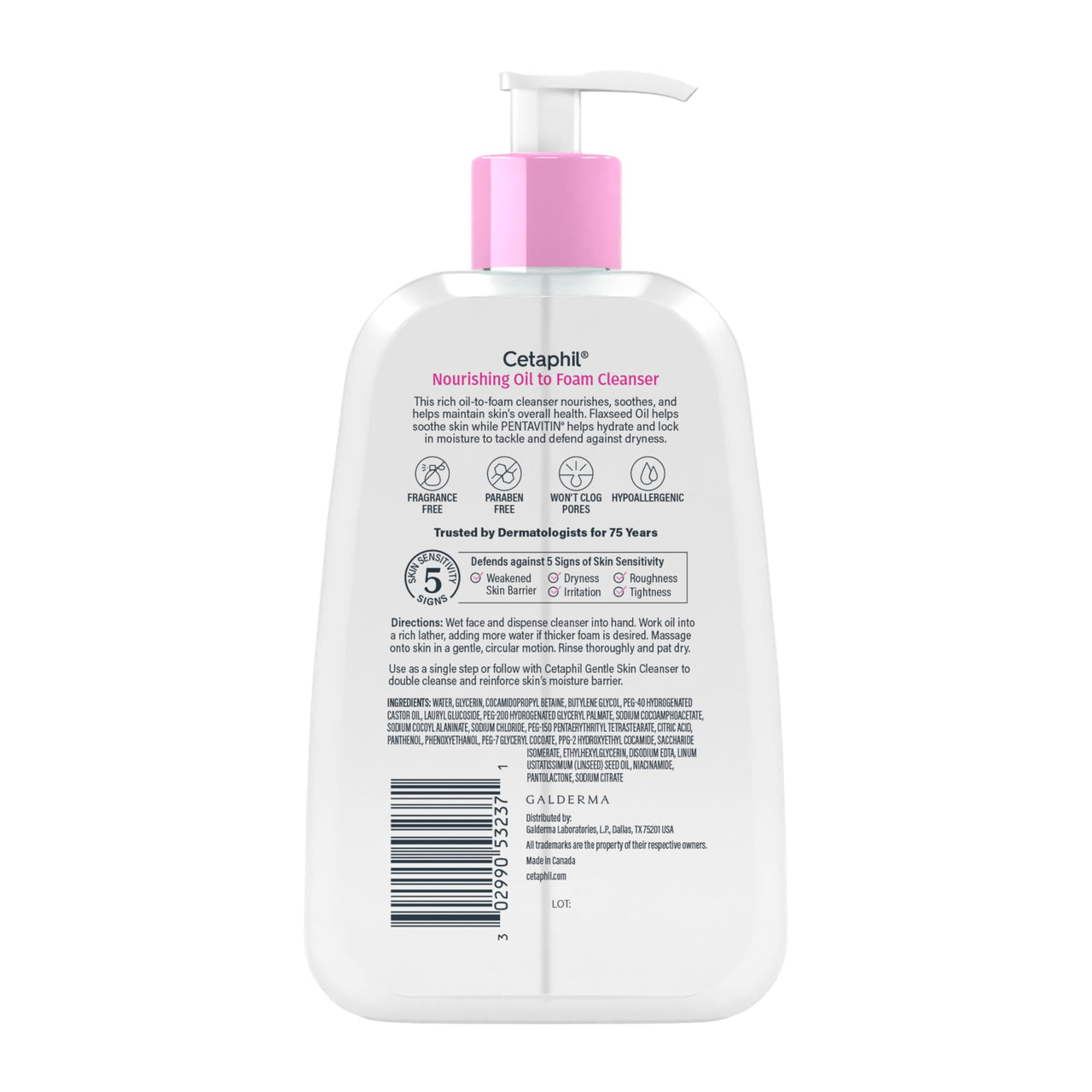 Cetaphil Nourishing Oil to Foam Facial Cleanser for Normal to Dry Skin, up to 24 Hour Hydration, 8 fl oz