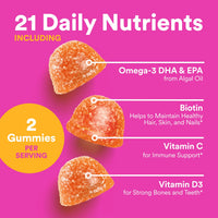 Thumbnail for SmartyPants Teen Girl Multivitamin Gummies, Omega 3 (DHA/EPA), Vitamin C, D3, B12, Vitamin A, K & Zinc, Biotin to Support Hair, Skin & Nails, Gluten Free, 60 Count (30 Day Supply)