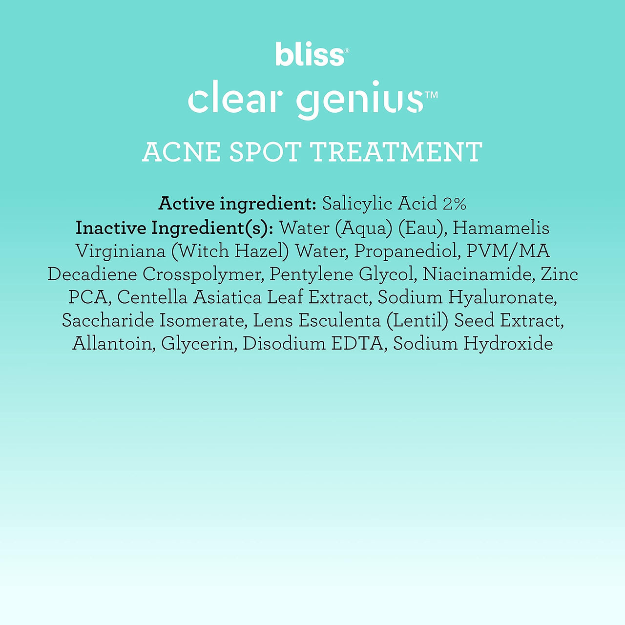 Bliss Clear Genius Acne Spot Treatment – Maximum Strength 2% Salicylic Acid Shrinks Blemishes – Clean, Vegan, Cruelty-Free, 0.5 Fl Oz