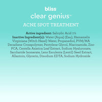 Thumbnail for Bliss Clear Genius Acne Spot Treatment – Maximum Strength 2% Salicylic Acid Shrinks Blemishes – Clean, Vegan, Cruelty-Free, 0.5 Fl Oz