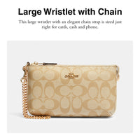 Thumbnail for COACH Signature Large Wristlet w Chain