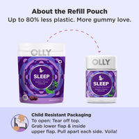 Thumbnail for OLLY Sleep Gummy, 3 mg Melatonin, L-Theanine, Chamomile, and Lemon Balm Extracts, Blackberry Flavor, 30 Day Supply - 60 Count