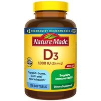 Thumbnail for Nature Made Vitamin D3 1000 IU (25 mcg), Vitamin D Supplement for Bone, Teeth, Muscle and Immune Health Support, 300 Softgels, 300 Day Supply