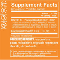 Thumbnail for The Vitamin Shoppe Ultimate 10+ Probiotics 30 Billion CFU - 10 Probiotic Strains for Digestive Health, Immune & Gut Support (60 Vegetable Capsules)
