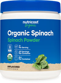 Thumbnail for Nutricost Organic Spinach Powder 8oz (1 Gram Per Serving) - Certified USDA Organic, Premium Non-GMO Spinach Powder