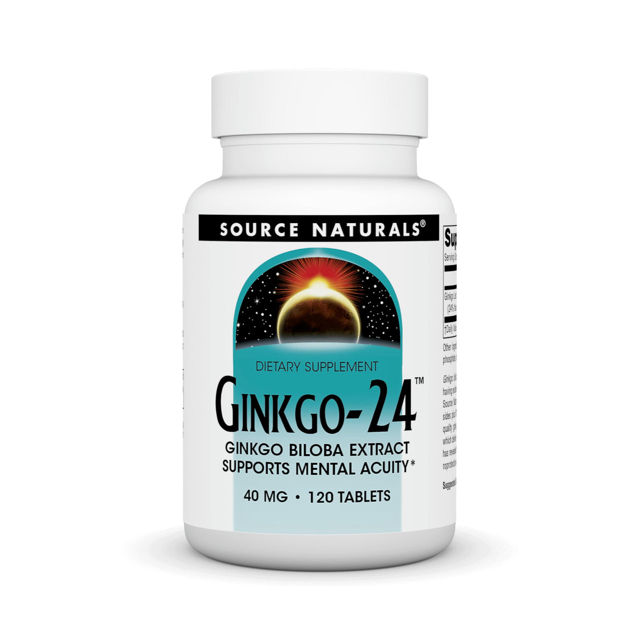 Source Naturals Ginkgo-24 - Ginkgo Biloba Extract Supports Mental Acuity* - 40 mg, 120 Tablets
