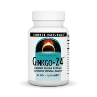 Thumbnail for Source Naturals Ginkgo-24 - Ginkgo Biloba Extract Supports Mental Acuity* - 40 mg, 120 Tablets