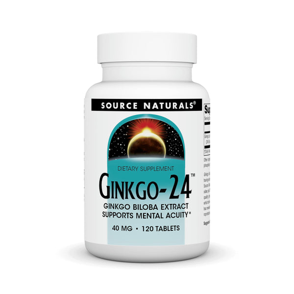 Source Naturals Ginkgo-24 - Ginkgo Biloba Extract Supports Mental Acuity* - 40 mg, 120 Tablets