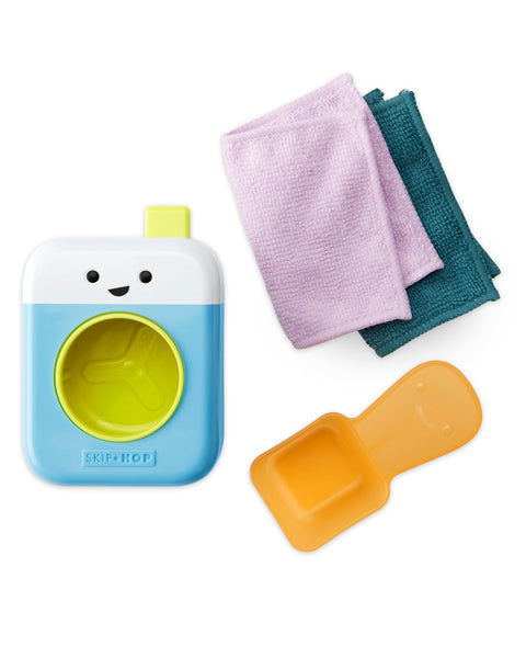 Image 1 of Skip Hop Baby Bath Toy Fresh & Clean Spin Cycle 4-Piece Laundry Pretend Play Set and Bathtub Sensory Development Toy Age 12m+