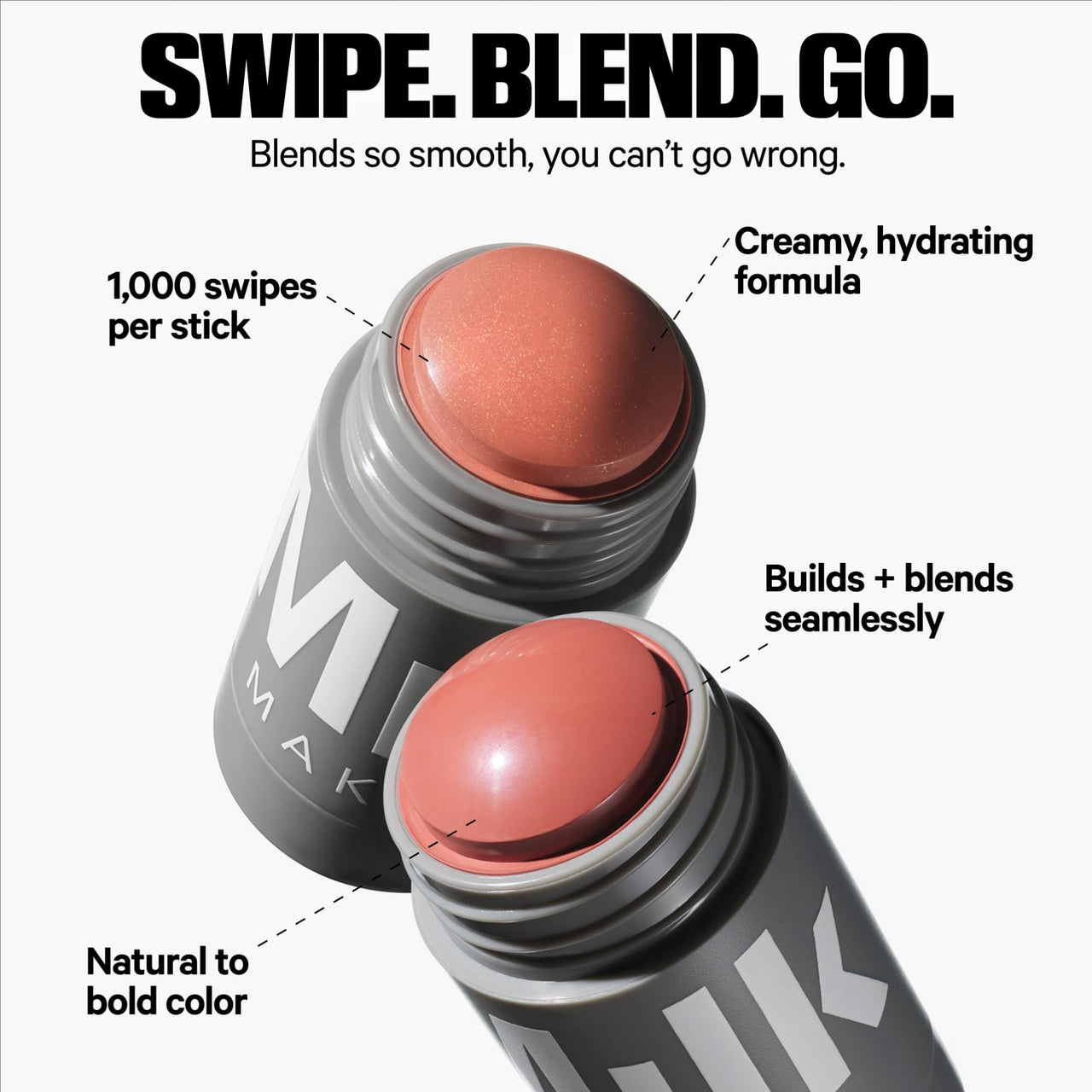 Milk Makeup Lip + Cheek, Perk (Coral Shimmer) - 0.21 fl oz - Cream Blush & Lip Color - Buildable & Blendable - 1,000+ Swipes Per Stick - Non-Comedogenic - Vegan, Cruelty Free
