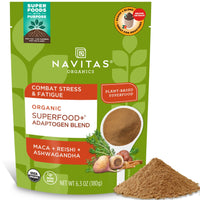 Thumbnail for Navitas Organics Superfood+ Adaptogen Blend for Stress Support (Maca + Reishi + Ashwagandha), 6.3oz Bag, 30 Servings — Organic, Non-GMO, Vegan, Gluten-Free, Keto & Paleo.