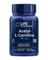 Thumbnail for Life Extension Acetyl-L-Carnitine, Acetyl-L-Carnitine, Vitamin C, Brain, Mood & Nerve Health, Cellular Energy, 3-Month Supply, Gluten-Free, Non-GMO, Vegetarian, 100 Capsules