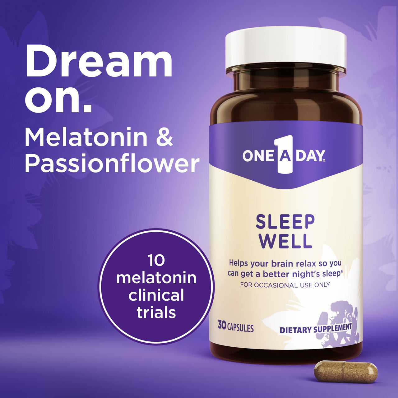 One A Day Sleep Supplement - Sleep Supplements for Adults, Sleep Support with Passionflower and Melatonin, Sleep Support with Sleep Well, 30 Capsules