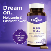 Thumbnail for One A Day Sleep Supplement - Sleep Supplements for Adults, Sleep Support with Passionflower and Melatonin, Sleep Support with Sleep Well, 30 Capsules