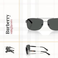 Thumbnail for BURBERRY BE3074 100387 63M Gunmetal/Grey Rectangle Sunglasses For Men+ BUNDLE with Designer iWear Eyewear Kit