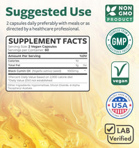 Thumbnail for Black Seed Oil - 120 Softgel Capsules Skin Health (Non-GMO & Vegan) Cold-Pressed Nigella Sativa Producing Pure Black Cumin Seed Oil with Vitamin E - 500mg Each, 1000mg Per 2 Capsule Serving