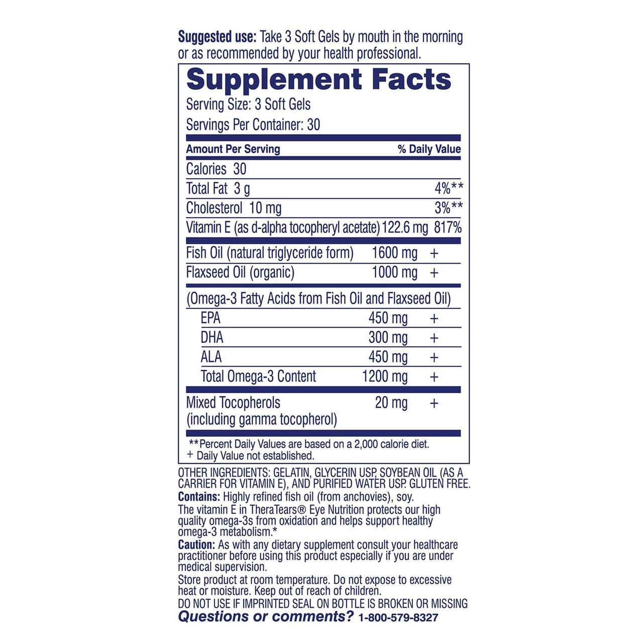 TheraTears Omega 3 Supplement, 1200mg, 90 ct (Pack of 1)