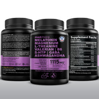 Thumbnail for 12-in-1 Melatonin Sleep Capsules - Natural Sleep Aids for Adults with Melatonin 5mg and Magnesium Glycinate 500mg, Sleep Aid with Ashwagandha, L Theanine, Valerian Root, GABA, 5-HTP (90ct, Pack of 1)
