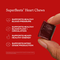 Thumbnail for Humann SuperBeets Heart Chews, Nitric Oxide and Blood Pressure Support, Grape Seed Extract & Non-GMO Beet Root Powder Energy Supplement, Pomegranate Berry Flavor, 60 Count