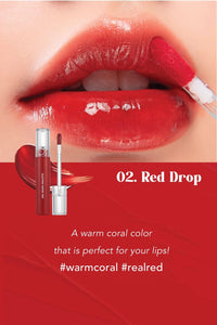 Thumbnail for rom&nd Glasting Water Tint 8 colors | Vivid color, Glossy Finish, Long-lasting, moisturizing, Highlighting, Natural-beauty | Lip Tint for Daily Use, K-beauty | 4g/0.14oz No.02 RED DROP