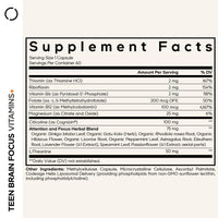 Thumbnail for Codeage Teen Brain Focus Vitamins+ Citicoline Cognizin, L-Theanine, Ginkgo, Rhodiola, Lavender, Magnesium, Vitamin B6, B12, Folate - 2-Month Supply - 12-18 Years - Liposomal Supplement - 60 Capsules