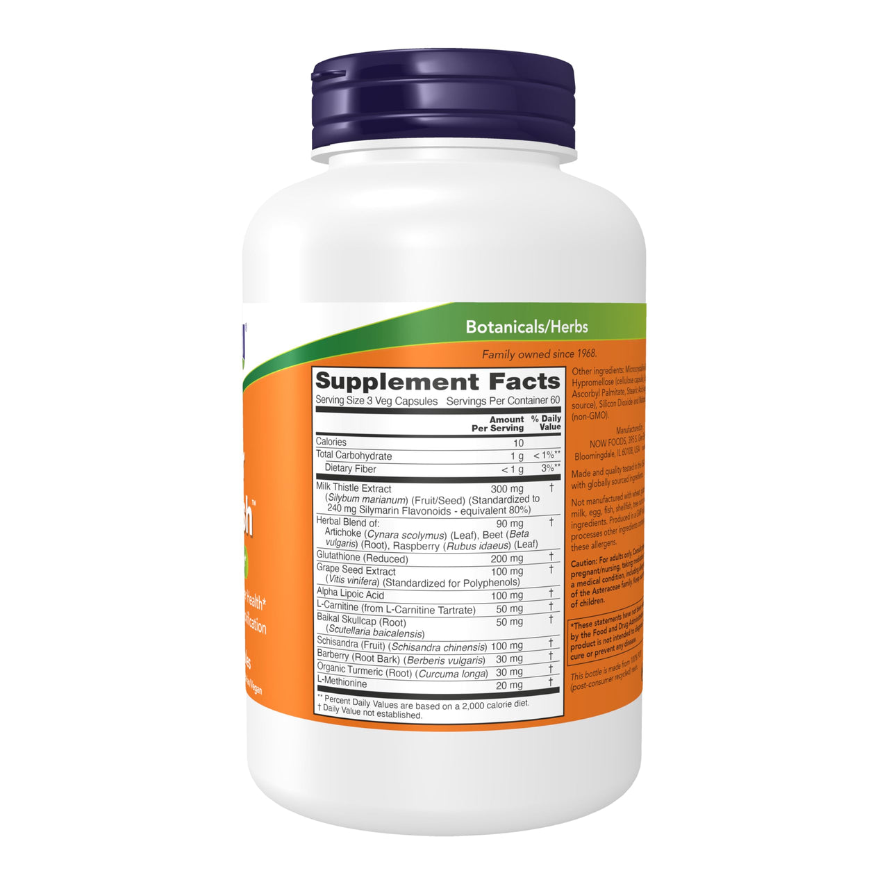 NOW Foods Supplements, Liver Refresh™ with Milk Thistle Extract and unique Herb-Enzyme blend, 180 Veg Capsules