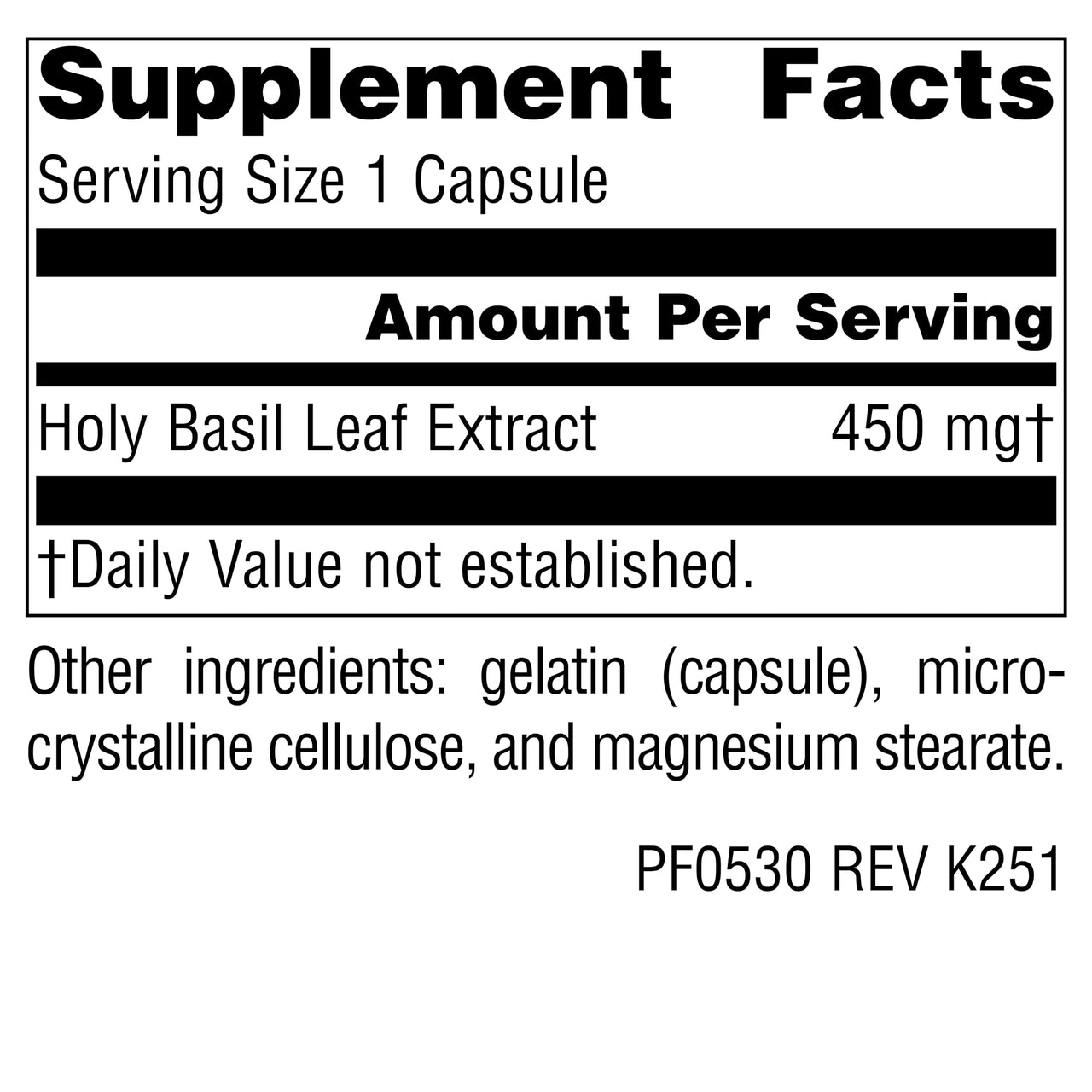 Planetary Herbals Holy Basil Capsules, 60 Count