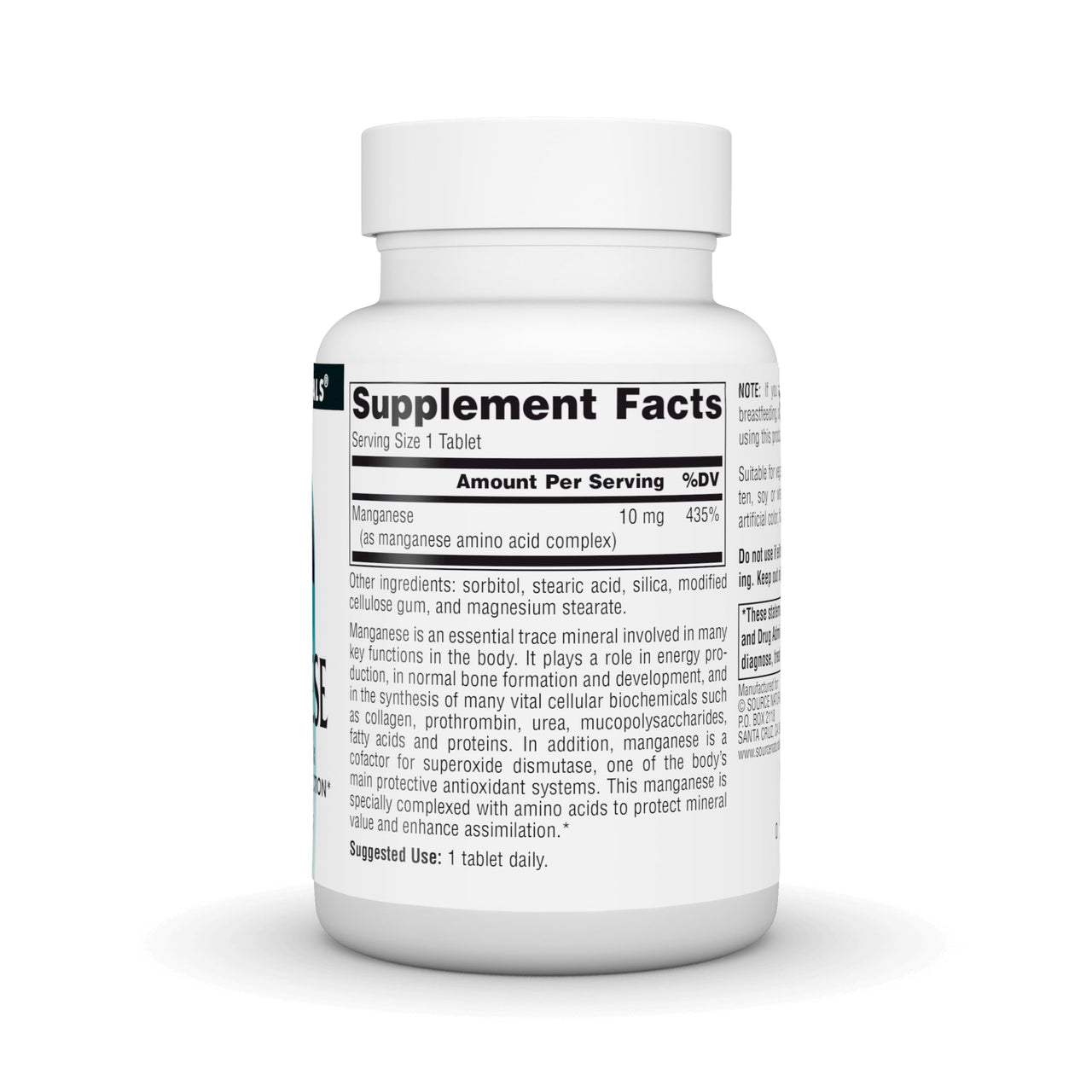 Source Naturals Manganese, Amino Acid Complex - Supports Energy Production* - 10 mg - 250 Tablets